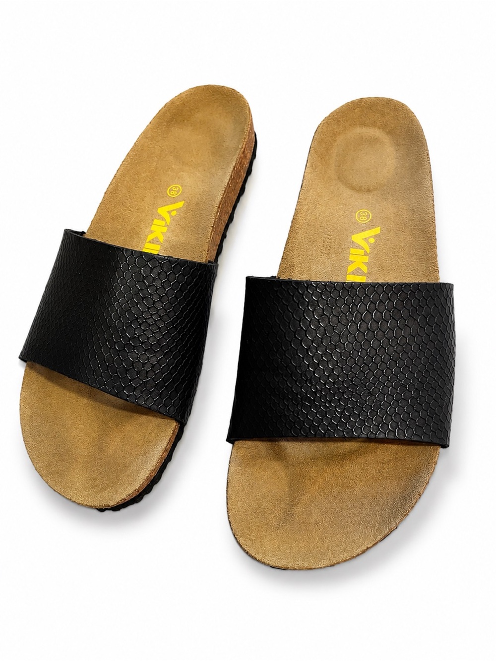 Viking Life Black Textured Slide Sandals – Women’s 39